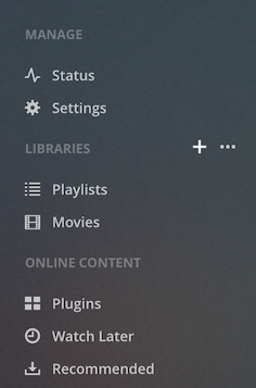 Plex Left Menu